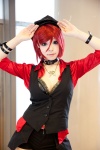 blouse choker cosplay miniskirt original red_hair skirt soda_(model) vest rating:Safe score:1 user:pixymisa