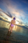 ass ayane_(doa) cosplay dead_or_alive headband ocean one-piece_swimsuit purple_hair swimsuit tachibana_minami wet rating:Safe score:0 user:nil!