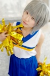 cheerleader cosplay ibara miniskirt nagato_yuki pleated_skirt pom_poms silver_hair skirt suzumiya_haruhi_no_yuuutsu tank_top rating:Safe score:0 user:nil!