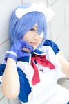 apron blue_hair bowtie cosplay eyepatch gloves hairband ikkitousen maid maid_uniform ryomou_shimei yuuri_tsukasa rating:Safe score:0 user:pixymisa
