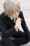 akira_(14568) cigarette cosplay crossplay gokudera_hayato katekyo_hitman_reborn! silver_hair suit tie rating:Safe score:0 user:nil!