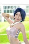 blue_hair bracelets cosplay halter_top idolmaster kisaragi_momo miniskirt miura_azusa necklace skirt rating:Safe score:0 user:pixymisa