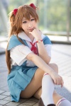 cosplay hair_pods jumper kneesocks miiko neon_genesis_evangelion pantyhose red_hair sailor_uniform school_uniform soryu_asuka_langley twintails rating:Safe score:3 user:pixymisa