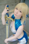 blonde_hair cosplay croptop fate/series fate/stay_night maropapi pantyhose saber shorts sword thighhighs rating:Safe score:0 user:pixymisa