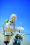 beach bikini black_legwear boots braid cleavage cosplay croptop half-skirt kantai_collection kuubo- ocean saku side-tie_bikini silver_hair swimsuit thigh_boots thighhighs unryuu_(kantai_collection) rating:Safe score:0 user:nil!