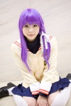 blazer clannad cosplay fujibayashi_kyou hair_ribbon katou_mari pleated_skirt purple_hair sailor_uniform school_uniform skirt thighhighs turtleneck zettai_ryouiki rating:Safe score:0 user:pixymisa