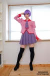 bakemonogatari blouse cosplay ichiko pleated_skirt purple_hair school_uniform senjougahara_hitagi skirt thighhighs tie zettai_ryouiki rating:Safe score:1 user:nil!