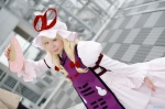 blonde_hair cosplay dress fan hat sacchi touhou yakumo_yukari rating:Safe score:0 user:nil!