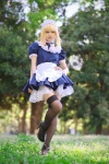 apron blonde_hair cosplay dress fate/series fate/stay_night hairband keito maid maid_uniform saber thighhighs zettai_ryouiki rating:Safe score:3 user:nil!