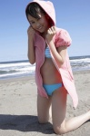 beach bikini hoodie maeda_atsuko matsuyasumi_no_kiseki ocean striped swimsuit rating:Safe score:0 user:nil!