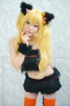 animal_ears blonde_hair cat_ears chaya cosplay original shorts tail thighhighs tubetop twintails rating:Safe score:0 user:nil!