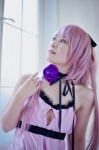 choker cosplay dress flower fukuda_maki green_eyes megurine_luka pink_hair ponytail vocaloid rating:Safe score:0 user:pixymisa