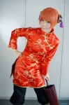 cosplay gintama hair_pods kagura kousaka_yun mandarin_suit orange_hair umbrella rating:Safe score:0 user:nil!
