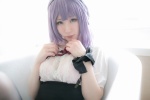 atsuki bathroom bathtub black_legwear blouse cosplay dagashi_biyori dagashi_kashi hairband pantyhose purple_hair shidare_hotaru skirt suspenders wet rating:Safe score:0 user:nil!