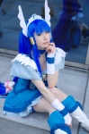 aoki_reika blue_hair boots cosplay cure_beauty detached_sleeves dress hairband makise_anji pantyhose pretty_cure shorts smile_precure! rating:Safe score:0 user:nil!