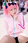 akatya_satoru bloomers cosplay hairbows hibari_(senran_kagura) pink_eyes pink_hair senran_kagura track_jacket twintails rating:Safe score:0 user:pixymisa