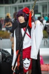 cosplay gauntlets glaive horns inu_boku_secret_service kimono mask miniskirt nakko purple_hair scarf shirakiin_ririchiyo skirt rating:Safe score:2 user:pixymisa