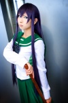bokken busujima_saeko cosplay highschool_of_the_dead kanda_midori pleated_skirt purple_hair sailor_uniform school_uniform skirt rating:Safe score:1 user:nil!