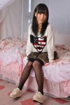 bed black_legwear hamada_yuri pleated_skirt skirt sweater thighhighs zettai_ryouiki rating:Safe score:2 user:nil!