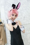 animal_ears anjyu bodysuit bowtie bunny_ears bunny_outfit collar cosplay cuffs pink_hair senryo zone-00 rating:Safe score:1 user:pixymisa