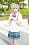 blonde_hair blouse cosplay love_live!_school_idol_project minami_kotori pleated_skirt ponzu school_uniform side_ponytail skirt rating:Safe score:0 user:nil!