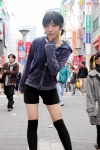 aoi_(ii) black_shorts shorts thighhighs track_jacket tshirt rating:Safe score:1 user:pixymisa