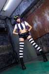 black_legwear blouse boots cosplay croptop fingerless_gloves multi-colored_hair necoco panty_&_stocking_with_garterbelt police_hat shimapan_and_stocking_necosmo shorts stocking_(psg) striped_legwear suspenders thighhighs tie white_legwear rating:Questionable score:0 user:nil!
