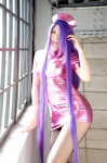 black_legwear cosplay dress ikkitousen kanu_unchou kibashi nurse nurse_cap nurse_uniform pantyhose purple_hair rating:Safe score:4 user:nil!