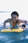 beach bikini bodyboard cleavage kamata_natsumi ocean ponytail side-tie_bikini striped swimsuit wet ys_web_227 rating:Safe score:0 user:nil!