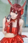 c_(control) choker cosplay gloves horns houtou_singi miniskirt msyu red_hair skirt tubetop rating:Safe score:0 user:nil!