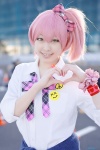 <3 blouse cardigan cosplay idolmaster idolmaster_cinderella_girls jougasaki_mika kanran pink_hair ponytail school_uniform rating:Safe score:0 user:nil!