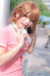 cosplay hair_clips headset hirasawa_yui k-on! shorts tagme_model tshirt rating:Safe score:1 user:xkaras