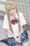 blonde_hair blouse cosplay love_live!_school_idol_project minami_kotori pleated_skirt ponzu school_uniform side_ponytail skirt socks rating:Safe score:0 user:nil!