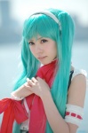 aqua_hair cosplay dress hatsune_miku hayase_ami headset monochro_blue_sky_(vocaloid) twintails vocaloid rating:Safe score:0 user:nil!