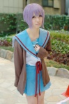 cardigan cosplay nagato_yuki pleated_skirt purple_hair rinami sailor_uniform school_uniform skirt suzumiya_haruhi_no_yuuutsu rating:Safe score:1 user:nil!