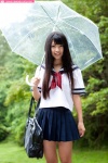 bookbag nagai_rina pleated_skirt rain sailor_uniform school_uniform skirt umbrella rating:Safe score:0 user:nil!