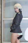 blazer blouse cosplay erica_hartmann military_uniform multi-colored_hair pantyhose reco sheer_legwear strike_witches tail rating:Safe score:1 user:nil!