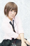 blouse boots bra cosplay haru_(iii) headphones meiko miniskirt skirt thighhighs tie vocaloid rating:Safe score:0 user:pixymisa
