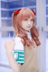 armband blouse cosplay hair_ribbons midori_youko red_hair school_uniform shirai_kuroko sweater_vest to_aru_kagaku_no_railgun twintails rating:Safe score:0 user:nil!