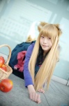 animal_ears blonde_hair cosplay dress hasui_yuuri horo jacket skirt spice_and_wolf tail wolf_ears rating:Safe score:0 user:nil!