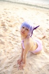 ass ayane_(doa) beach cleavage cosplay dead_or_alive headband ocean one-piece_swimsuit purple_hair swimsuit tachibana_minami rating:Safe score:0 user:nil!