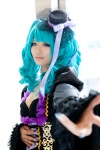 aqua_hair cleavage cosplay dress hatsune_miku koharu skirt_train top_hat twintails veil vocaloid rating:Safe score:0 user:pixymisa
