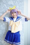 cosplay hairbow hiiragi_tsukasa lucky_star pleated_skirt purple_hair sailor_uniform school_uniform skirt soubi_zero rating:Safe score:0 user:nil!