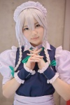 apron blouse cosplay hairband hatchet izayoi_sakuya jumper maid maid_uniform silver_hair touhou rating:Safe score:0 user:nil!