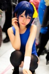 bandage blue_eyes blue_hair chuunibyou_demo_koi_ga_shitai! cosplay hairbow swimsuit takanashi_rikka thighhighs yuihara_hinase rating:Safe score:6 user:pixymisa