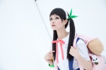 backpack bakemonogatari blouse bracelet cosplay hachikuji_mayoi hairband hairbows ribbon_tie suspenders tometo_kamu twintails rating:Safe score:0 user:Kryzz