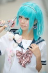 aqua_hair asakura_irori cosplay gun hairband original sailor_uniform school_uniform rating:Safe score:1 user:nil!