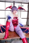 bodysuit boots cosplay detached_sleeves head_wings lilith_aensland pantyhose purple_hair tamashi_no_mayoigo vampire_(game) wings yuuki_sayo rating:Safe score:4 user:nil!