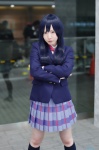 blazer blouse blue_hair cosplay kneesocks love_live!_school_idol_project pleated_skirt school_uniform skirt sonoda_umi taiga_chihiro rating:Safe score:0 user:nil!