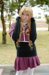 blonde_hair blouse cosplay hairbow mashiro_rima nanahara_mai pleated_skirt school_uniform shawl shugo_chara! skirt sweater thighhighs rating:Safe score:0 user:nil!